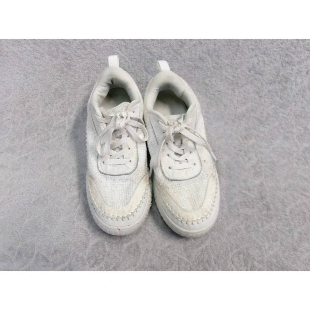 DreamPairs Women's White Textured Platform Sneakers Lace Up Chunky Sole Size 8.5